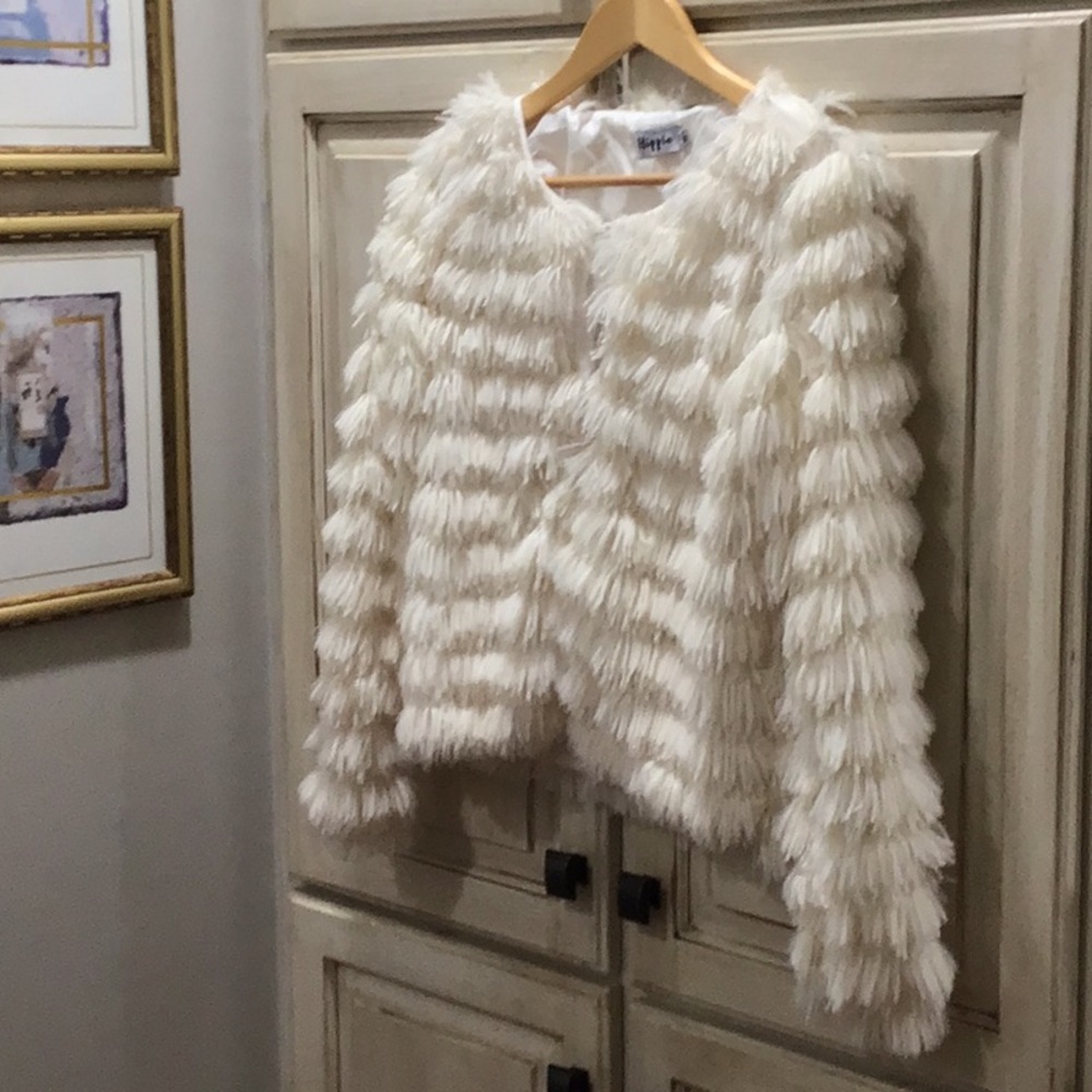 Military Hippie White Fringe Jacket